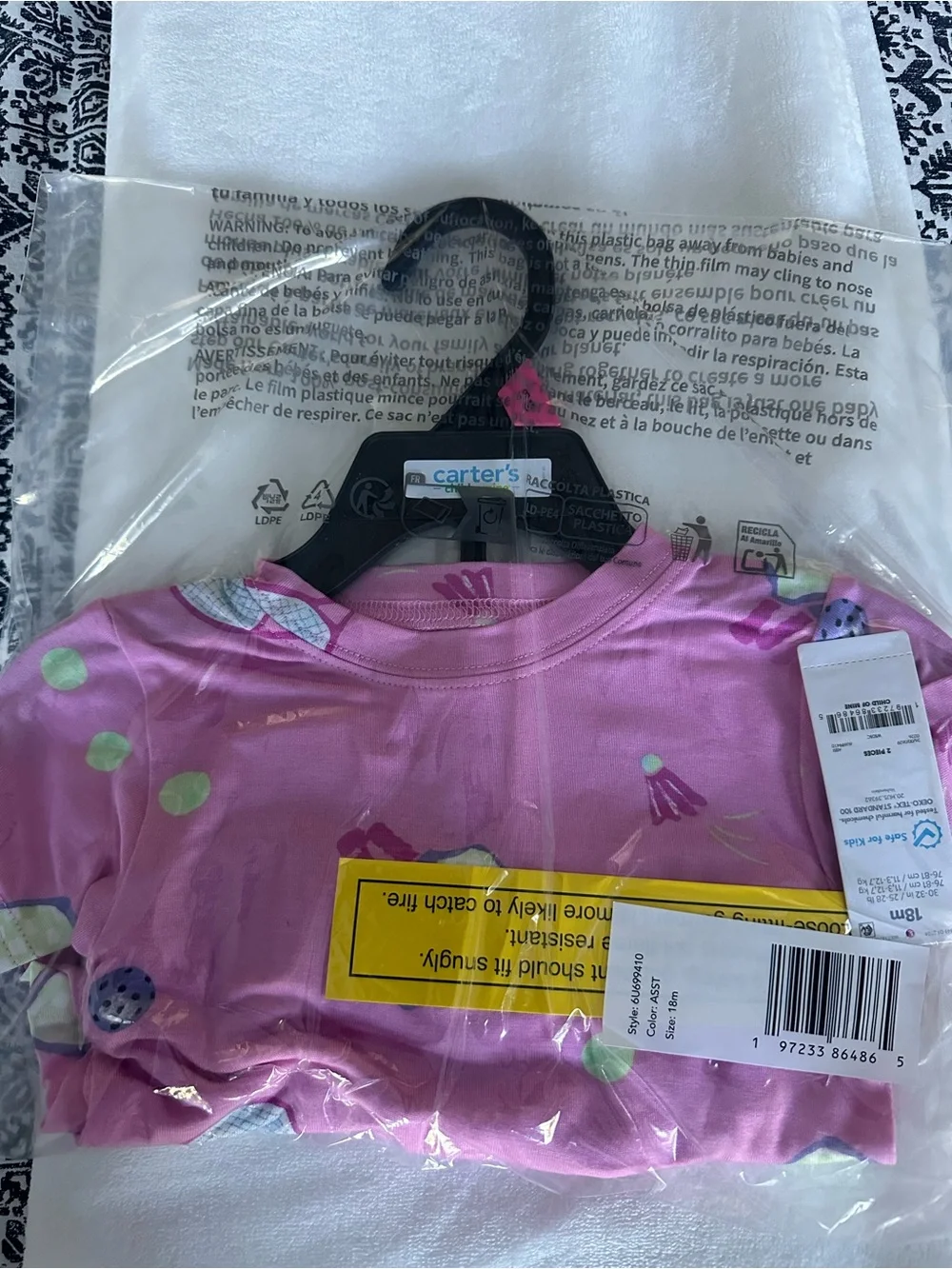 Carter's Pink Tennis Racket Pajama Set
